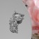 Brooch "cat", white color in silver
