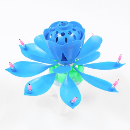 Candle for cake musical "Tulip", spinning, blue, 14.5 × 6 cm-2