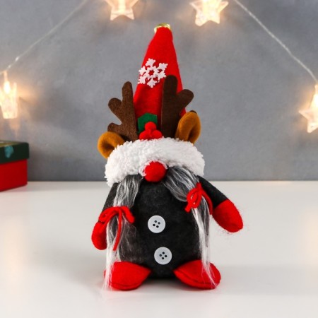 Interior doll "Granny in a cap with deer horns" 28x10 cm