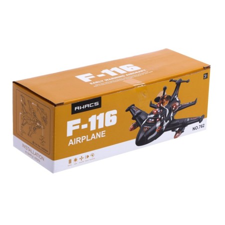 A plane F-116, light and sound, works from batteries, black color-3