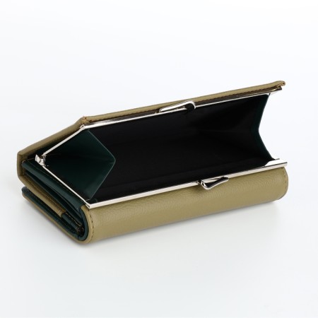 Women's wallet on magnets, green color-3