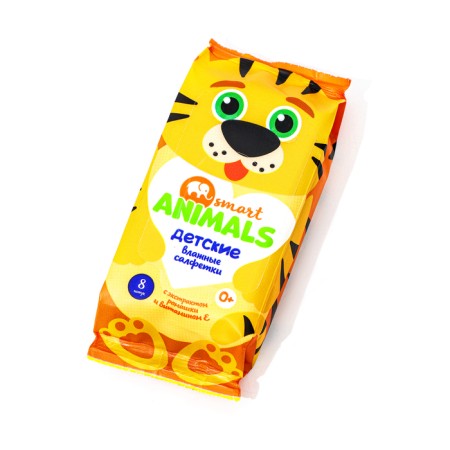 Wet Smart Animals napkins with chamomile and vitamin E MIX, 8 pcs-1