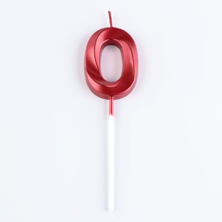 Candle in the cake on the skewer "Fine", the number "0", 5 cm, red-5