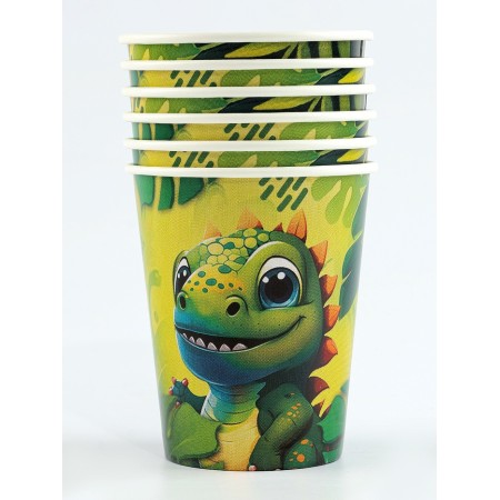 A set of paper dishes is a disposable "dinosaur" 6 plates, 6 glasses-2