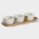 A set of ceramic saucers on a wooden stand “Stylish Bear”, 4 items: 3 saucers 120 ml, stand