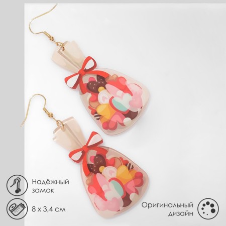 Earrings "Hearts" in bags, colored in gold