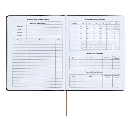 Universal diary for grades 1-11 "strip", solid cover of artificial leather, silkography, lies, 48 ​​sheets, chocolate+turquoise-4