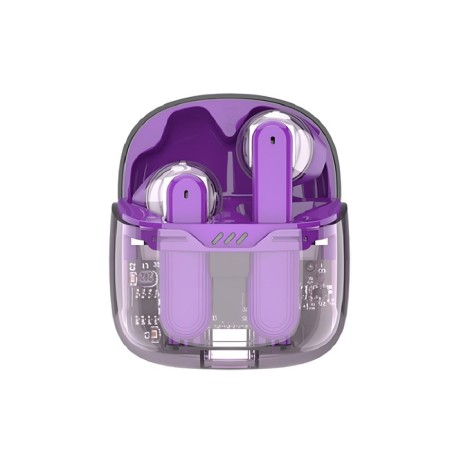 Wireless headphones K20, TWS, inserts, BT 5.0, 35/260 mAh, transparent, purple-1