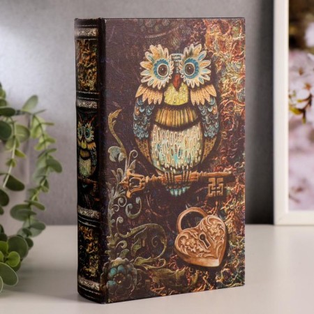 Safe wood book "owl with a key" 21x13x5 cm