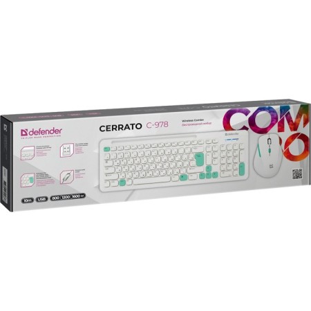 Keyboard set and Defender Cerrato C-978, membrane, 1600 dpi, USB, white mouse-11