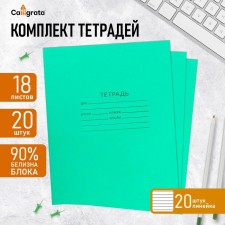 A set of notebooks of 20 pieces, 18 sheets in the line of the Green Cover PDA, OFSET block, whiteness 90%