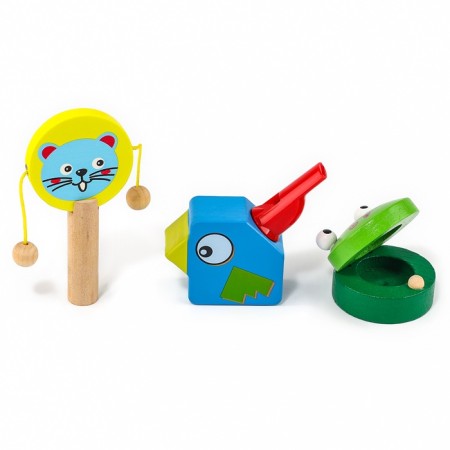 A set of musical instruments made of wood, 3 objects "Walk, castanet, a scourge"-3