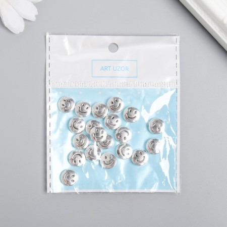 Bead for creativity Metal "Smile" silver 0.4x1x1 cm-2