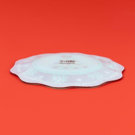 Plate Glass Dessert shade "New Year's spruce", D = 20 cm-2