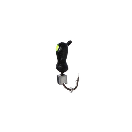 Mormyshka ants black, lime eyes + cube silver, weight 0.7 g-1