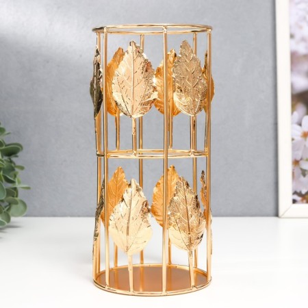 Summary Metal for 1 candle "Golden leaves" cylinder 19x9x9 cm-2