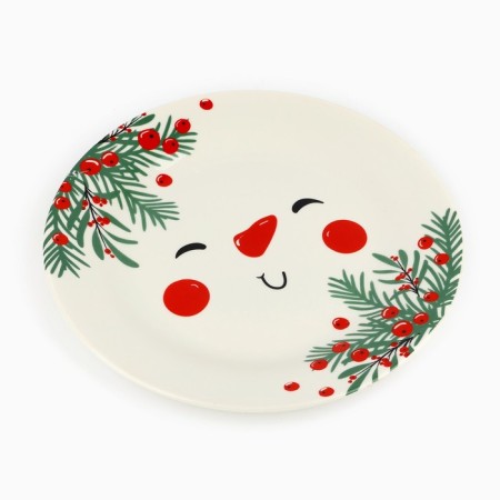 New Year. Ceramic plate "Snowman Zimka", 20 cm-1