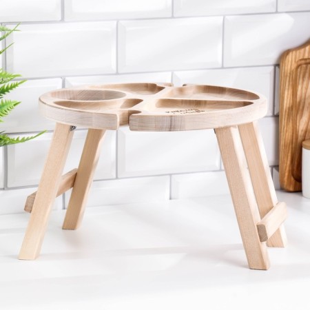 Table - a tray with a menage and folding legs "Do not tell anyone" d = 30x2 cm, birch-2