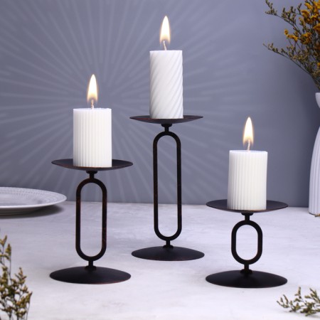 Set of candlesticks 10x20; 10x15; 10x10 cm, black