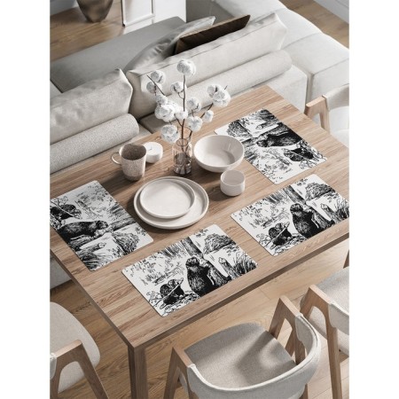 A set of napkins for setting the table "Bobra in work", rectangular, rounded edges, size 30x46 cm, 4 pcs