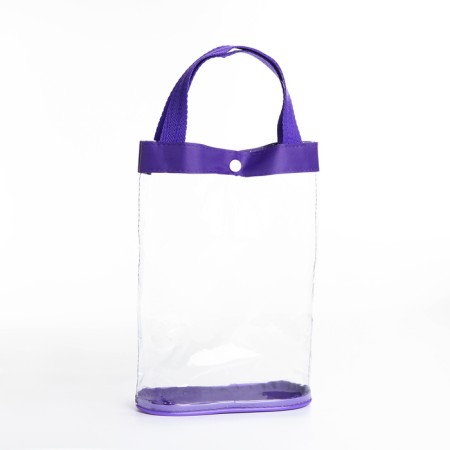 Cosmetic bag on the button, purple/transparent color-2