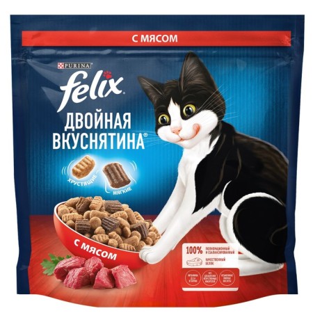 Dry food Felix "Double Yvannatina" for cats, meat, 1.3 kg
