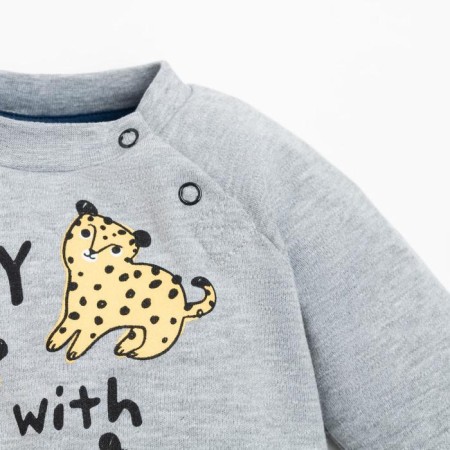 Set: jumper and pants crumb I am “leopards”, gray/blue color, height 68-74 cm-2
