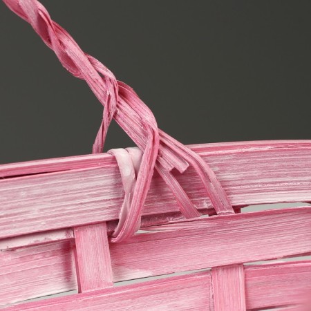 Wicker basket, d26 x 13 x 11 cm, pink, bamboo-3