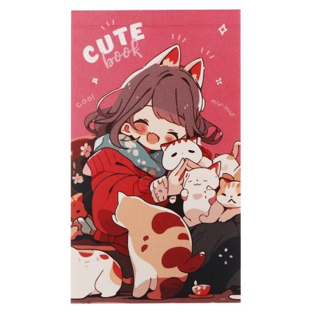 Notepad A7, 48 sheets in a cage on the gluing Cute Anime, covered cardboard, mix-1