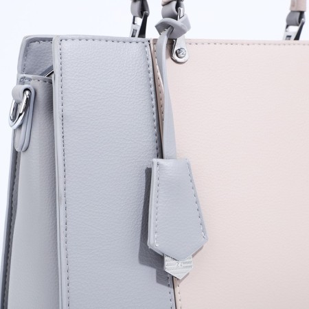 Lightning tout bag, outer pocket, long belt, gray color-3