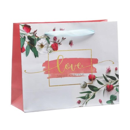 Gift package laminated, packaging, “Love gives you happiness”, 22 x 17.5 x 8 cm-1