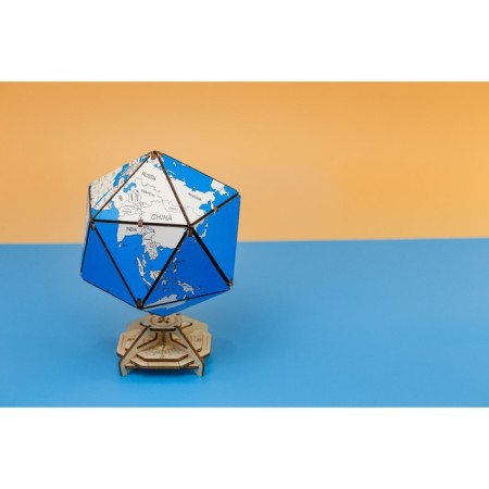 Designer Wooden 3D Ewa Globe Icosahedron with a secret (box, safe) blue-15
