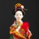 Collectible doll "Geisha in an orange kimono with a fan" 22.5 cm