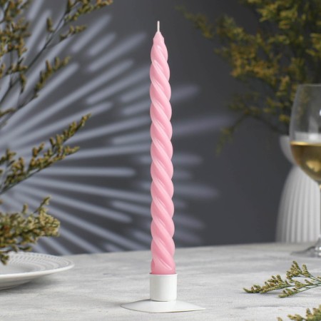 Candle twisted, 2.3x 24.5 cm, 5 hours, 50 g, light pink