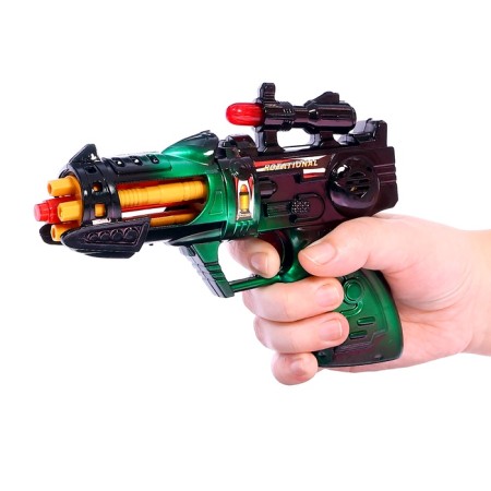 Blaster "Ranger", with a rotating element, light and sound effects, works from batteries, MIX color-3