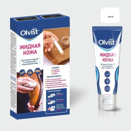 Liquid leather Olvist, white color, 30 ml