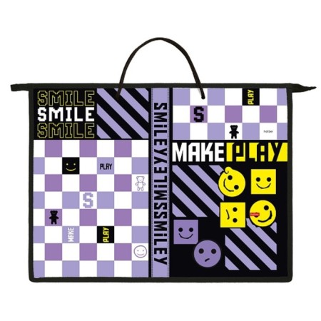 The folder for drawings and drawings A3, 460 x 345 x 50 mm, with plastic handles, lightning from above, Hatber "Smile!"