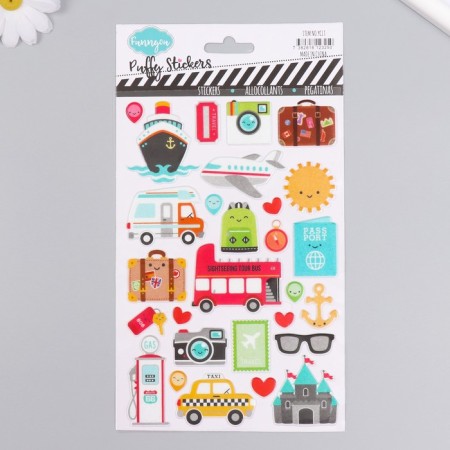 Plastic sticker "City Transport/Travel" with sparkles of mix 14x25 cm-1
