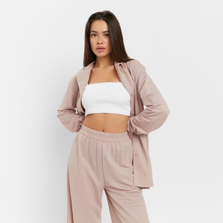 Комплект женский (рубашка, брюки, топ) KAFTAN "Base" р. 50, пудровый-6