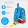 Baby backpack on a zipper, an external pocket, a reflective strip, blue color