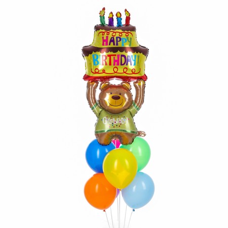 Set of balls "Happy Birthday. Bear ", latex, foil, 8 pcs.-2