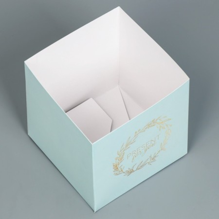 Gift box for flowers with PVC lid, packaging, Present, 12 x 12 x 12 cm-2
