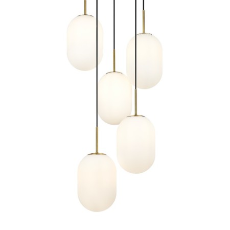 Suspended lamp Freya FR1012PL-05BS Sharlot, 490x490x3440 mm, E14, 5x40W, brass color-4