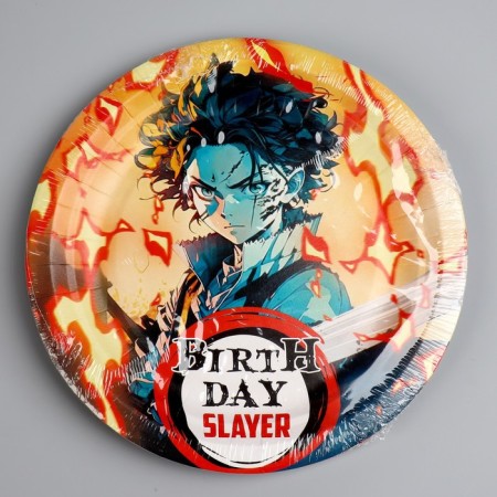 Disposable paper plate "Happy Birthday", anime, 18 cm-4