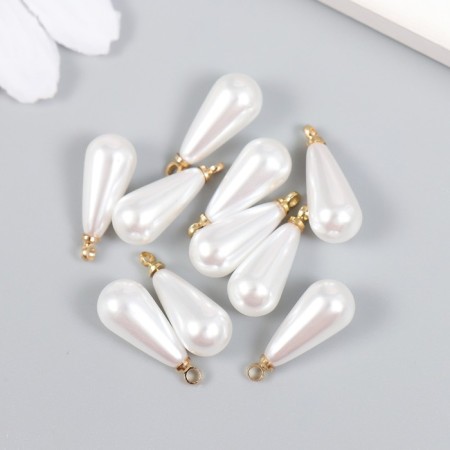 Decor for creativity plastic "Pearl with a loop" set 10 pcs 1.6x0.8x0.8 cm-2