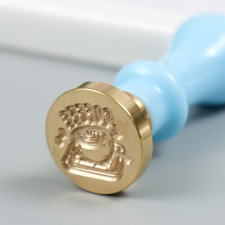 Printing for wax with a plastic handle "Cup of Coffee" 2.5x2.5 cm-3