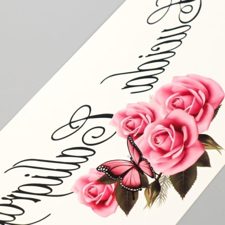 Tattoo on the chest/back color/black "Lace/Flowers" mix 34x12 cm-3