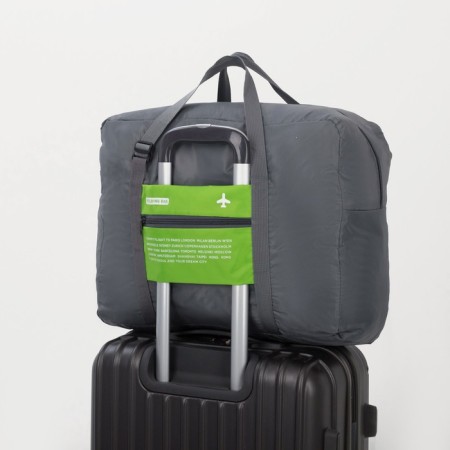 Board Road on a zipper, folding in a cosmetic bag, an outer pocket, a suitcase holder, gray/green color-4
