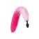 Anal plug with a white-pink tail, silicone, black color, 45 cm, d = 2.7 cm