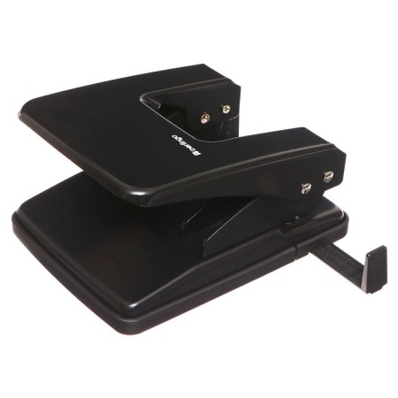 Metal hole punch 40 sheets, berlingo, with a ruler, black-3
